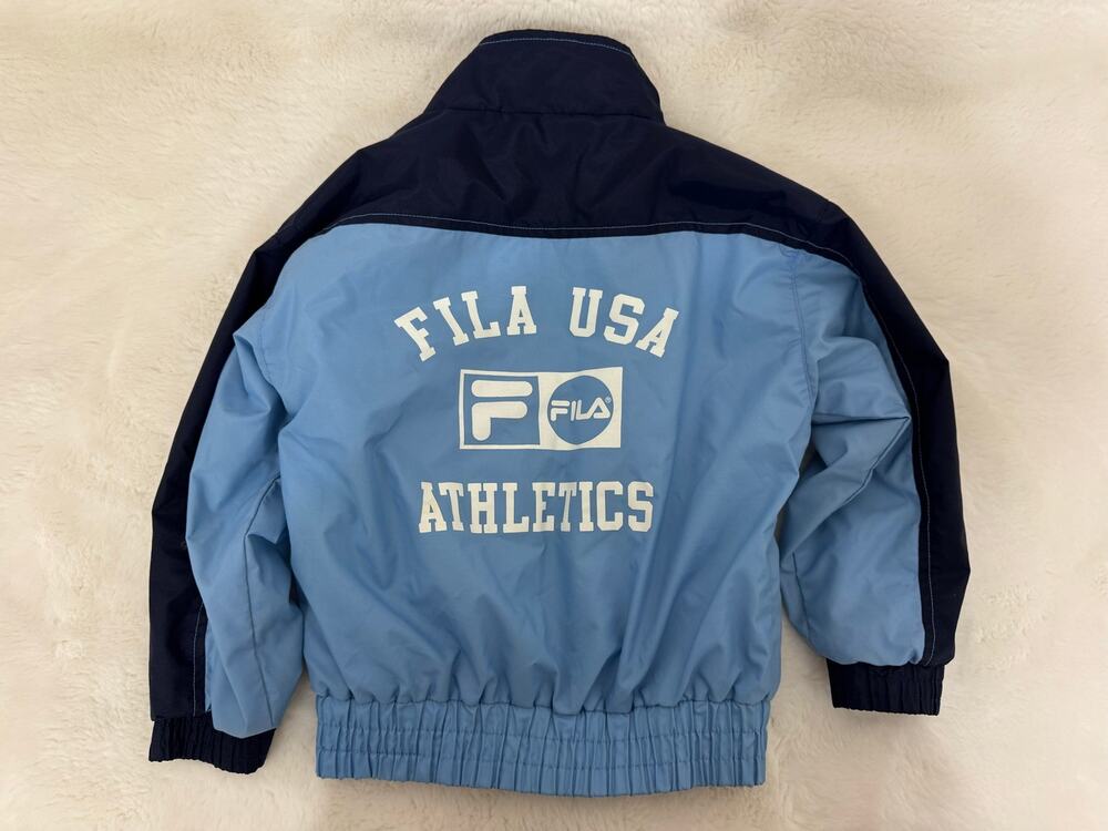 Vintage FILA Kids Blue Windbreaker USA Athletics Jacket Youth M
